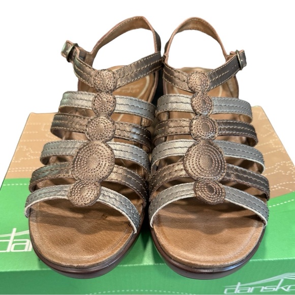Dansko Drea Multi Metallic Wedge Leather Sandals Size 38 - Picture 6 of 15